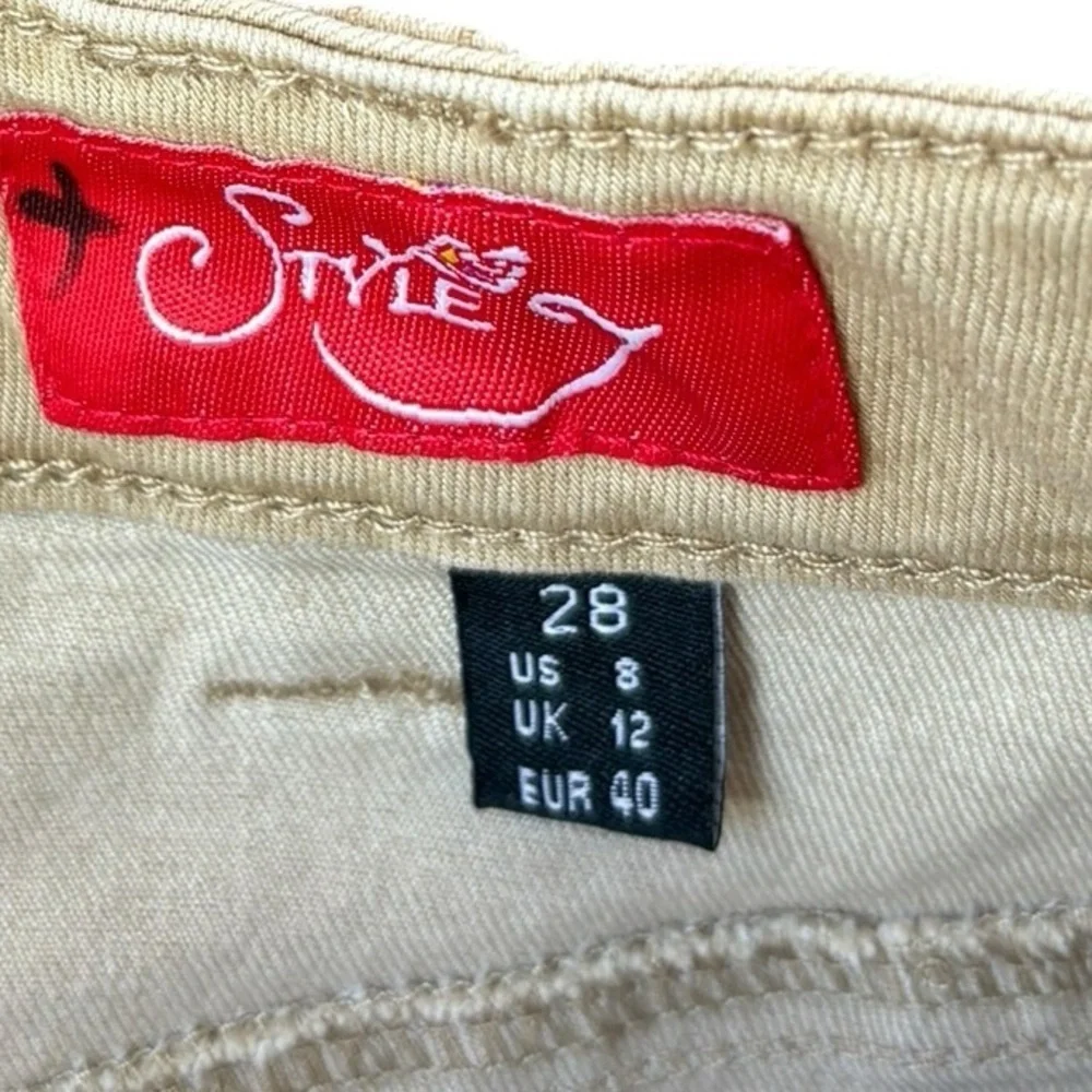 Style J Elegant Tan Women’s long denim stretch Skirt cream size medium/8 - Picture 7 of 9